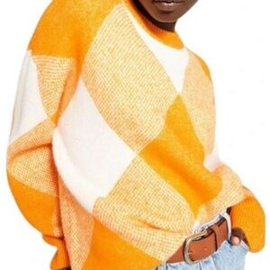 Zara Vibrant Orange and White Sweater